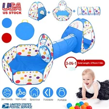 Foldable Kids Play Tent Child Toddlers Crawl Tunnel 3 in 1 Baby Ball Poll Toy