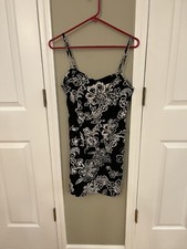 American Eagle Dress Black White Size 6 Floral Sundress Back Pockets Zipper