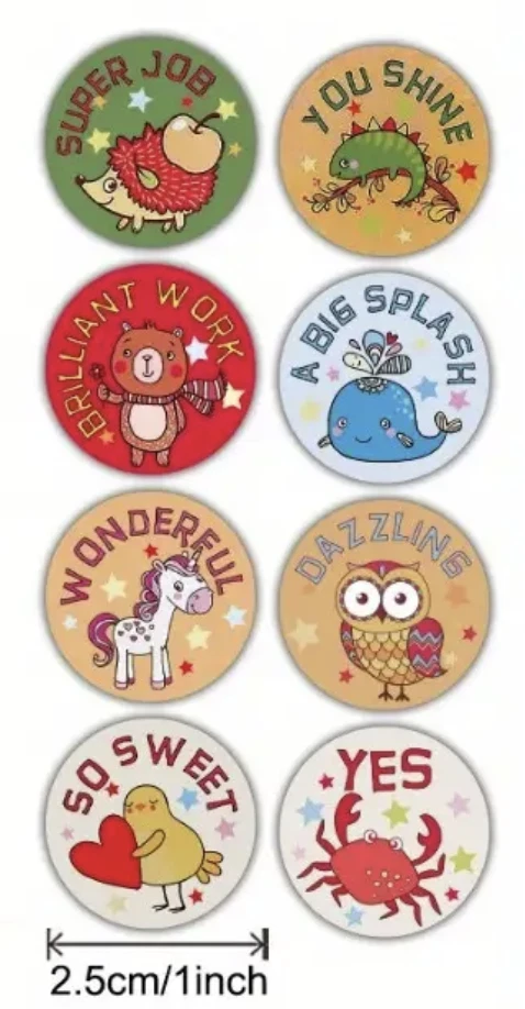 Positive Reward Teacher Merit Stickers 2.5cm 50/100pc Classroom Award Kids Party