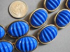 RARE VINTAGE MONET NECKLACE & BRACELET  SET ridged blue ovals on goldtone 1980's — photo 5