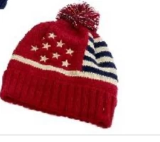 Best Winter Hats Adult American/Americana Flag Cuffed Knit Beanie W/Pom Pom (One