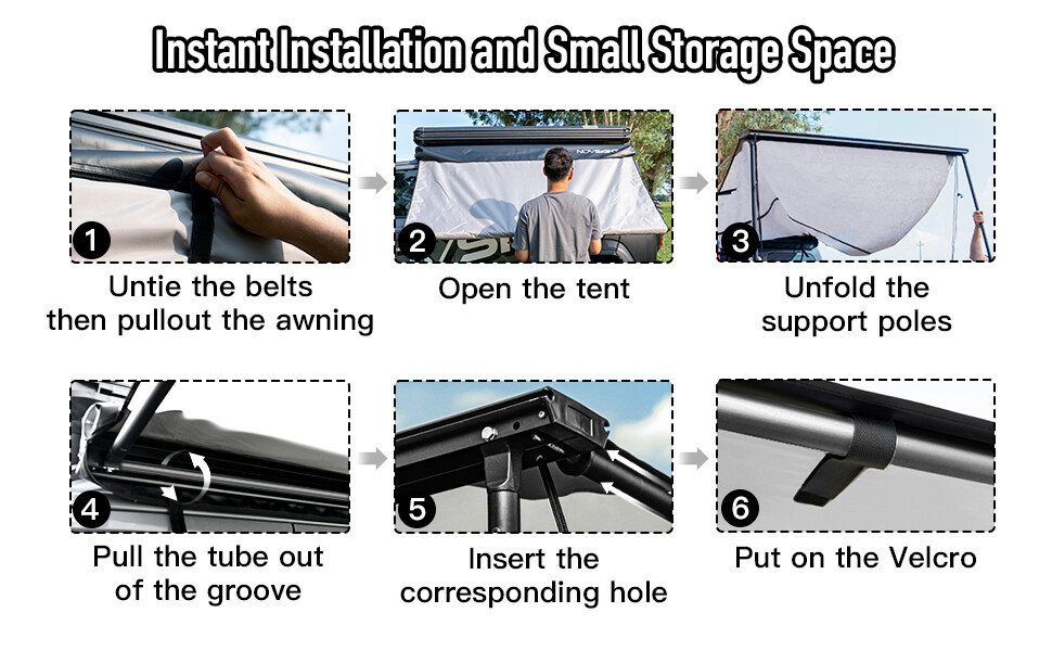 Car Side Awning SUV Truck Rooftop Tent Sunshade Travel Outdoor Camping 6.5x8.2ft