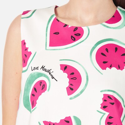 Love Moschino Shift Dress Summer Cotton White Pink Heart