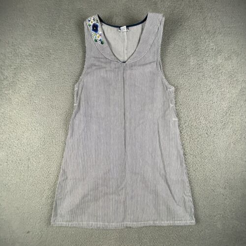 VINTAGE Haiks Dress Womens M Denim Hickory Striped Apron School Teacher Cottage - Picture 2 of 7