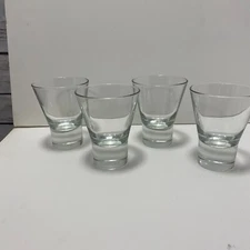4 Stemless martini glasses 5 oz cocktail drink glass clear weighted heavy bottom
