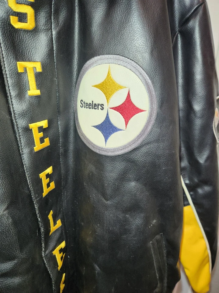 Abrigo Chaqueta Vintage Pittsburgh Steelers GIII G3 XL NFL Fútbol Negro Foto 4 de 4