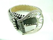 Nocona Women  s Leather Brown Belt Rhinestone Bling Snap On Buckle N3488802 38"