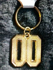 Metal Key Chain * Key Ring * Double Zero (00) * Gold-Color ~3" Overall Length 