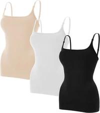 EUYZOU Women Shapewear Tummy Control Camisole Tops - Suqre Neck Sexy Compression