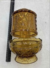 Amber Colored Glass Stars And Bars Decorative Fairy Light Lamp Candle Holder