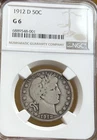 1912-D 50C Barber Half Dollar NGC G6 Nice Color - Silver Coin