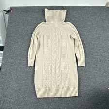 Banana Republic Dress Womens Medium White Turtleneck Cable Knit Wool Sweater