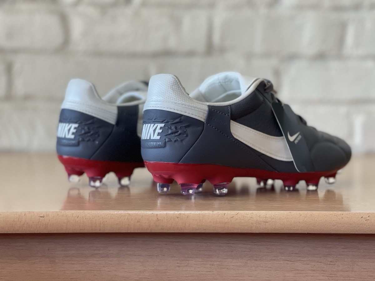 The Nike Premier 3 FG Light Graphite Gray Varsity Red HM0265-003