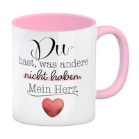 Herz Kaffeebecher In Rosa Mit Spruch Du Besitzt Mein Herz