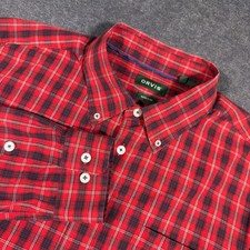 Orvis Button Down Shirt Mens XL Red Plaid Long Sleeve Active Fit Cotton Heritage
