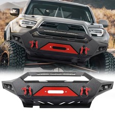 Fit For 2005-2015 Toyota Tacoma Black Steel Front Bumper W2xled Light 2 In 1