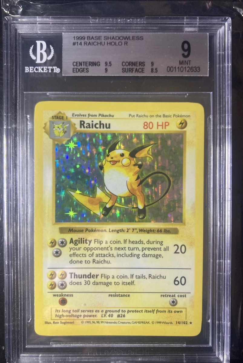 Raichu Pokémon TCG Shadowless Individual Collectible Card Game