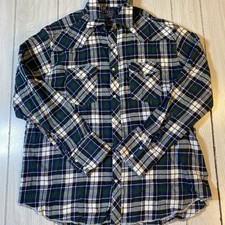 Cactus Man Large Flannel Blue And White Long Shirt NWOT