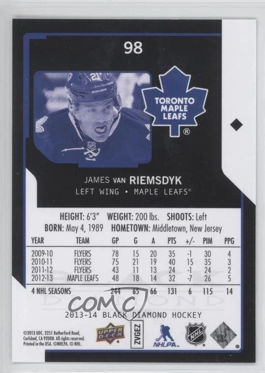 2013-14 Upper Deck Black Diamond James van Riemsdyk #98 - Image 2 of 2