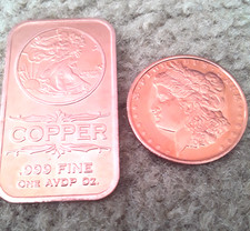 Morgan copper round plus walking liberty copper bar