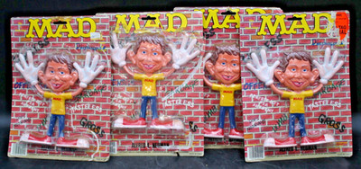 4pc Lot 1988 ALFRED E. NEUMAN MAD Magazine  Man Bendable Figure Bendy Rare Card
