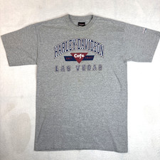 Vtg HARLEY DAVIDSON Cafe Las Vegas Mens L Gray Biker USA Made