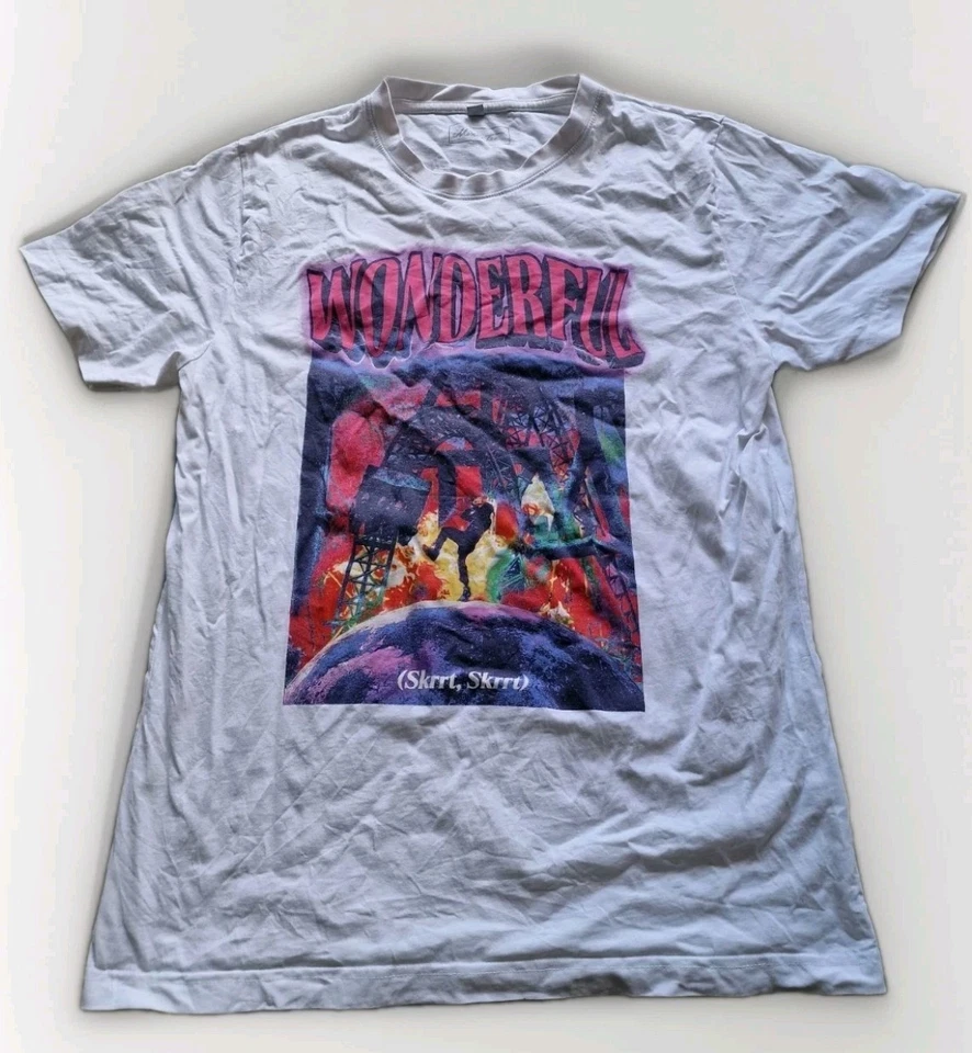 Travis Scott Wonderful Skrrt Skrrt Band Promo Men’s White Rap T-shirt Size XL - Image 1 of 4