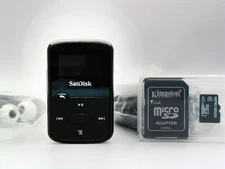SanDisk Clip Jam 8GB MP3 Player - Black - w/32GB SD Card, Earphones/Cable Bundle