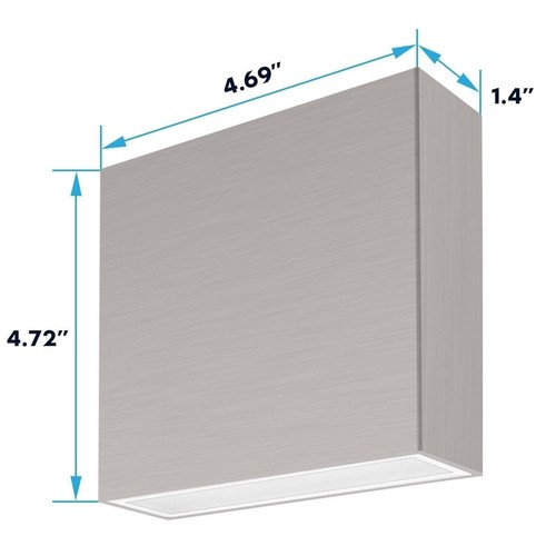 Luxrite Square LED Up and Down Wall Sconce 5CCT 15W 1000LM IP65 Brushed Nickel - Picture 5 of 7