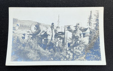 Vintage B W Snapshot Photo WW2 Overturned Wrecked Vehicle Truck Military