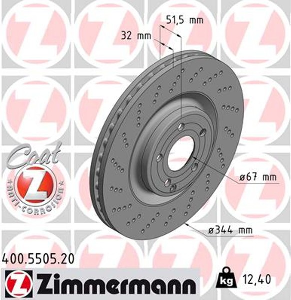 2X Bremsscheibe Coat Z Zimmermann 400.5505.20 FüR C218 X218 Cls Mercedes Brake-image