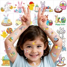 Easter Tattoos - 150 PCS Temporary Tattoo Stickers with Bunny  Multicolor