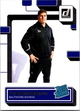 2022 TYLER LINDERBAUM DONRUSS NFL #400 RATED ROOKIE RC CARD RAVENS RAIDERS. rookie card picture