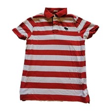 Vintage Y2K Abercrombie & Fitch Polo Shirt Mens XL Red Stripe Muscle Fit Moose