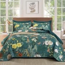 Floral Floral Bedspreads King Size Quilt With 2 Pillow Sham Covers Set Clearance