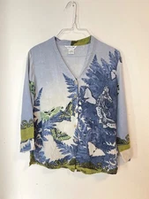 Citron Silk Blouse Small Button Front Moths Butterflies Asian Top Art to Wear