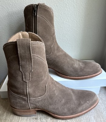 Tecovas The Dean Suede Western Boots Mens Size 9 D Side Zip Brown Tan 1013