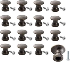 16 Pack Mini Cabinet Knobs, 1/2 Inch Dia Bronze Drawer Pulls Handles, 
