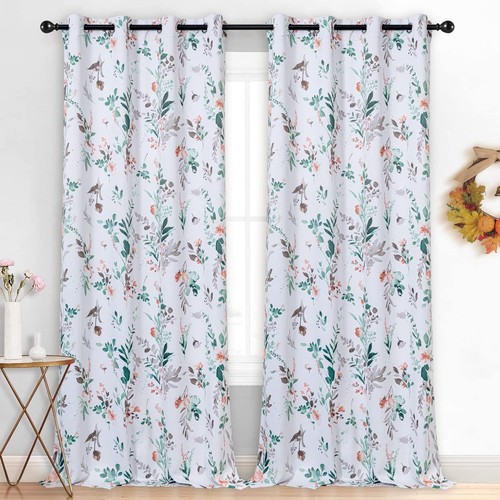 Wohnzimmer Vorhänge 95 cm lang Blumen Herbst Vorhänge Thermoisoliert Ro... - Bild 2 von 8