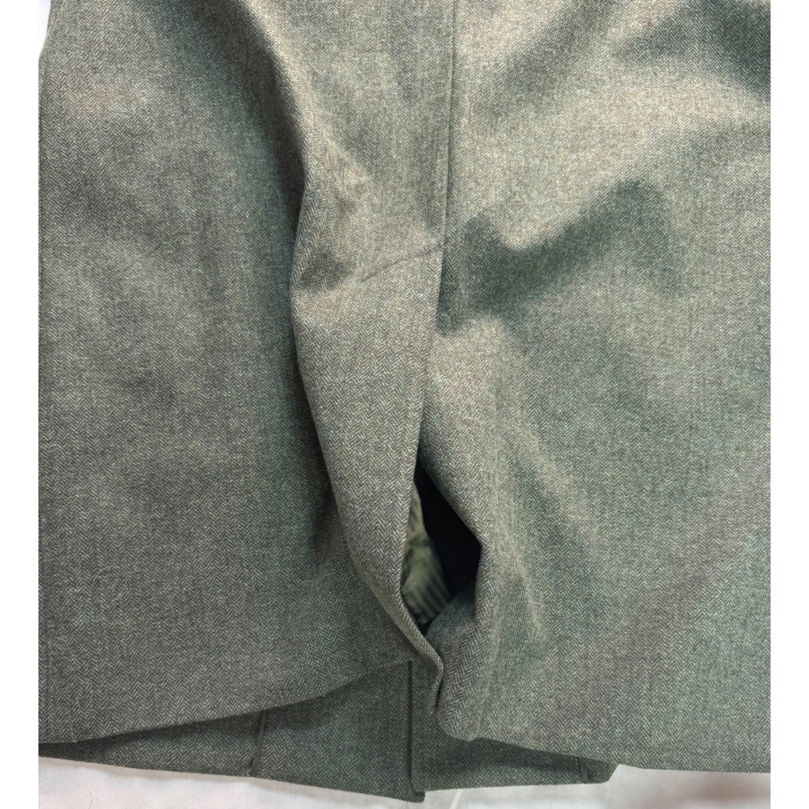 JF J Ferrar Mens Green Herringbone Wool Blend Topcoat Overcoat XXL NEW - product detail image 16