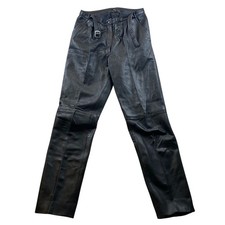 Womens Leather Pants Size 28x30 Measured Pleated Straight Leg