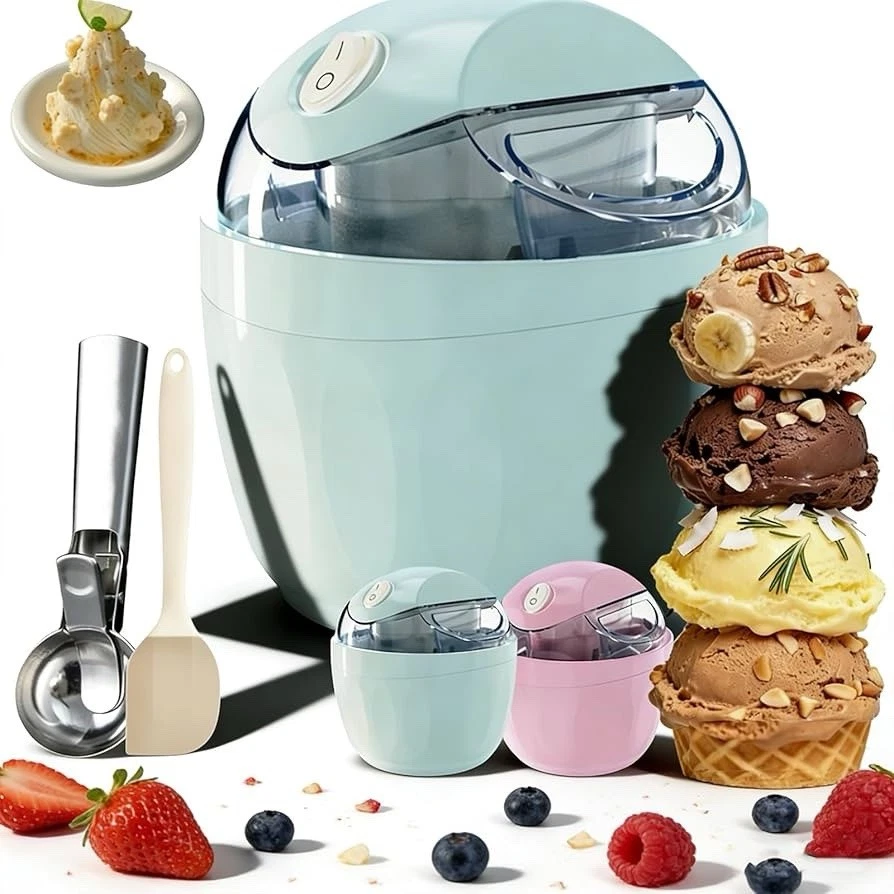 Small Home Mini Ice Cream Maker, DIY personal ice cream maker, 17oz Electric Qui