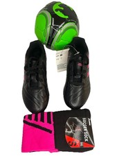 Adidas Goletto VII FG J Kids Soccer Cleats Sz 12K Blk/Pink w/Ball  Socks FV2895