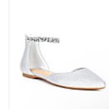 NWT new dressy shoes shimmer jewel embellished glitter flats size 8M silver