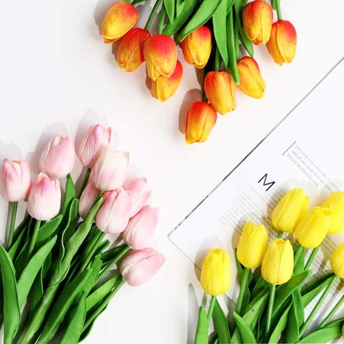 24pcs Multicolor Artificial Tulips Flowers Fake Faux PU Tulip Bouquet Real To... - Bild 4 von 7
