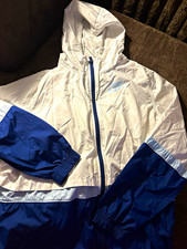 Nike Men s XL Hooded Full-Zip Colorblock Windbreaker Jacket White/Blue