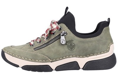 Rieker Damen Sneaker Halbschuhe Freizeitschuhe Oliv Grün Kombi 45973-54