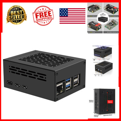 Metal Case for Raspberry Pi 5 PCIe M.2 NVMe HAT P579 Active Cooler Compatible