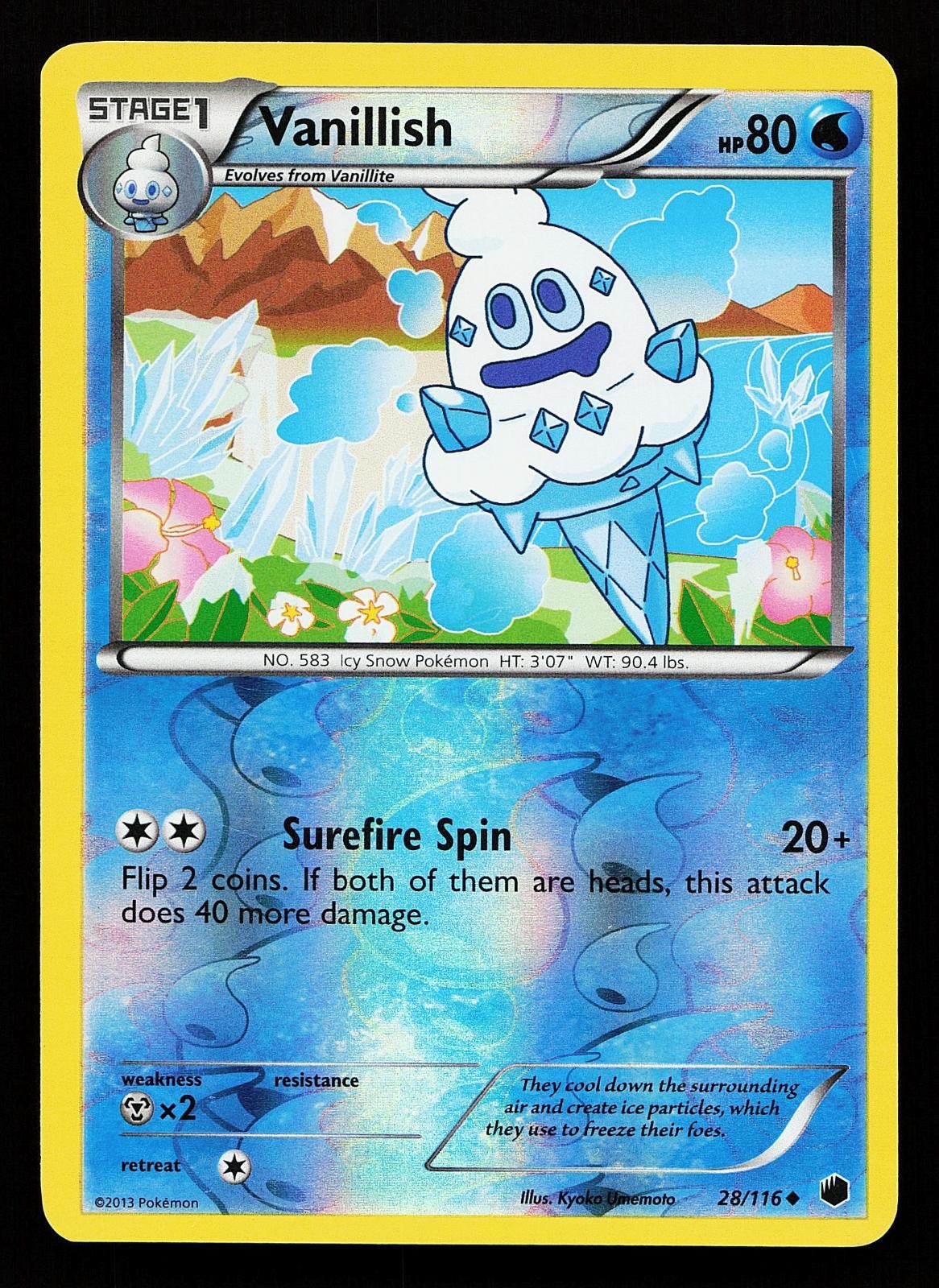 Vanillish 28/116 Reverse Holo Uncommon Plasma Freeze Pokemon Card