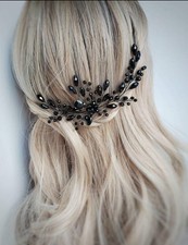 Bridal Black Crystal Hair Pins Classical Wedding Back Comb Prom Party Festival